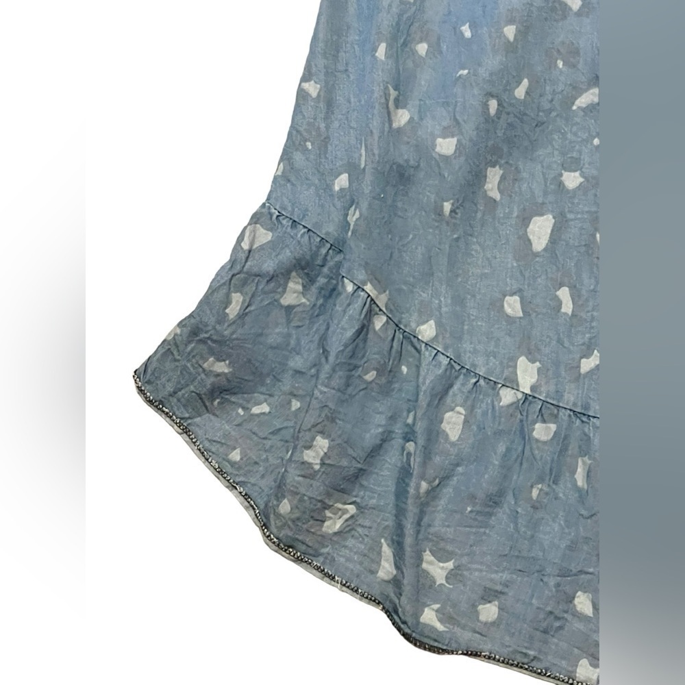 Sunny Studio Paris denim leopard print ruched high low ruffle hem maxi dress - Picture 5 of 9